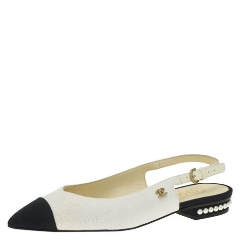 chanel two tone flat shoes|Chanel two tone slingback shoes.